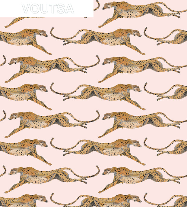 Cheetahs Leaping Pink Wallpaper